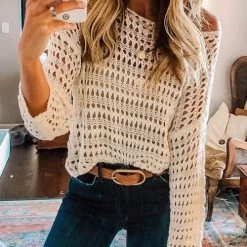 Levency Knit Hollow Loose T Shirt