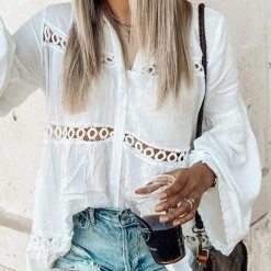 Levency New In Hollow Flares Sleeve Shirt