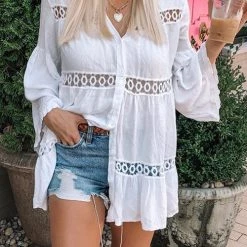 Levency New In Hollow Flares Sleeve Shirt