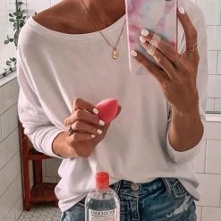 Levency Dew Shoulder Long Sleeve T Shirt New In