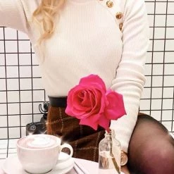 Levency New In Side Button Long Sleeve T Shirt