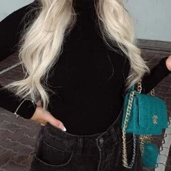 Levency New In High Collar Knit Long Sleeve T Shirt