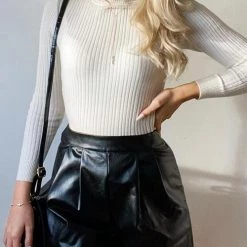 Levency New In High Collar Knit Long Sleeve T Shirt