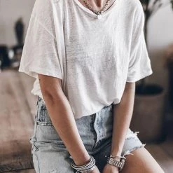 Levency Solid O Neck Short Sleeve T Shirt