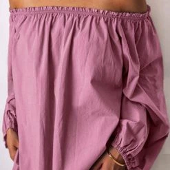 Levency Off Shoulder Long Sleeve Loose Blouse