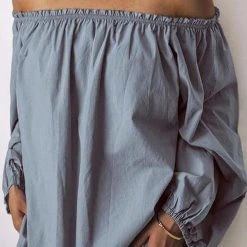 Levency Off Shoulder Long Sleeve Loose Blouse