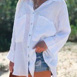 Levency Deep Pockets Linen Button Shirt New In