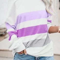 Levency Dew Shoulder Stripe Long Sleeve T Shirt