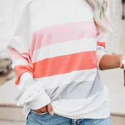 Levency Dew Shoulder Stripe Long Sleeve T Shirt