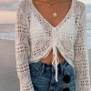 Levency Crochet Drawstring Cover Top
