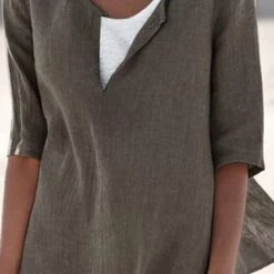 Levency Linen V Neck Half Sleeve T Shirt