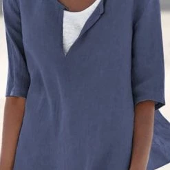 Levency Linen V Neck Half Sleeve T Shirt