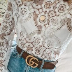 Levency Lace Hollow Puff Sleeve T Shirt New In