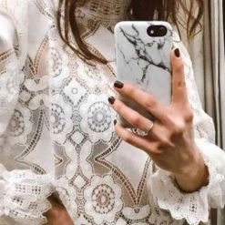 Levency Lace Hollow Puff Sleeve T Shirt New In