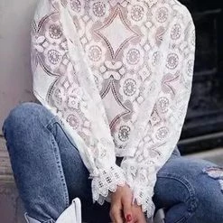 Levency Lace Hollow Puff Sleeve T Shirt New In