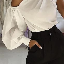 Levency One Shoulder Puff Sleeve Blouse New In