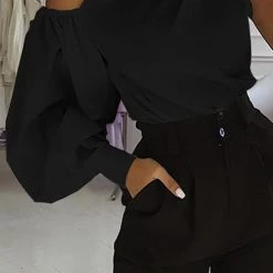 Levency One Shoulder Puff Sleeve Blouse New In