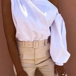 Levency One Shoulder Puff Sleeve Blouse New In