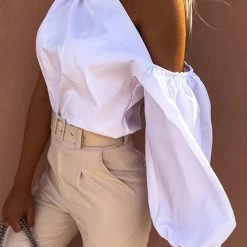 Levency One Shoulder Puff Sleeve Blouse New In