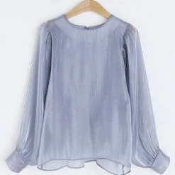 Levency New In Gleamingly Organza Puff Sleeve Blouse
