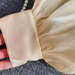 Levency New In Gleamingly Organza Puff Sleeve Blouse