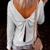 Levency New In Knot Backless Long Sleeve T Shirt