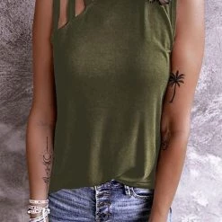 Levency Hollow Neck Sleeveless T Shirt New In