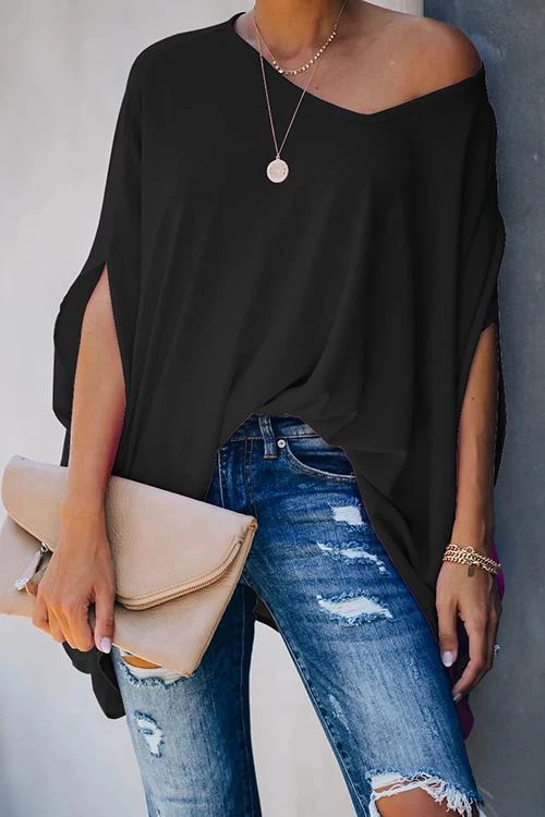 Levency New In Solid V Neck Bat Blouse 4 Levency New In Solid V Neck Bat Blouse