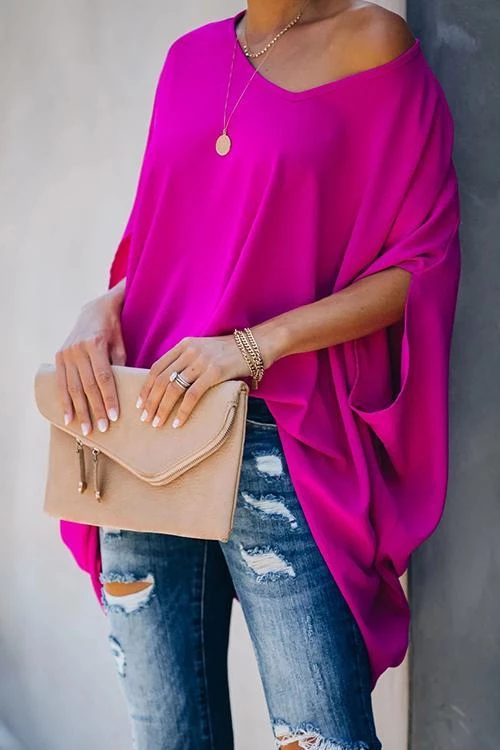 Levency New In Solid V Neck Bat Blouse 1 Levency New In Solid V Neck Bat Blouse