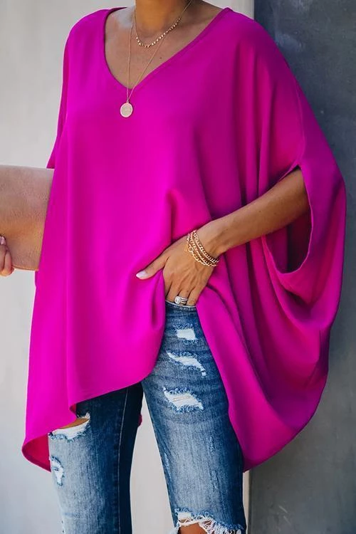 Levency New In Solid V Neck Bat Blouse 9 Levency New In Solid V Neck Bat Blouse