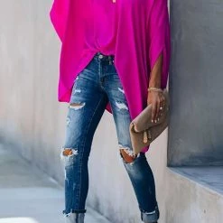 Levency New In Solid V Neck Bat Blouse 19 Levency New In Solid V Neck Bat Blouse