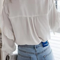 Levency New In Bow Tie Ruffles Long Sleev Blouse