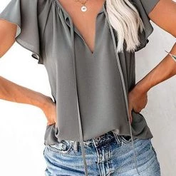 Levency V Neck Loose Blouse