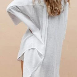 Levency New In High Low Loose Button Long Sleeve Shirt