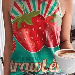 Levency Fruits Print Sleeveless T Shirt New In