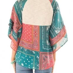 Levency Paisley Bat Sleeve Knot Loose Blouse New In