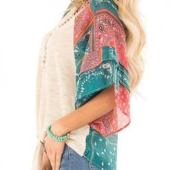 Levency Paisley Bat Sleeve Knot Loose Blouse New In