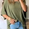 Levency Waffle Side Slit Loose Blouse New In