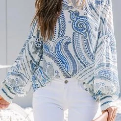 Levency Floral Print Puff Long Sleeve Blouse New In