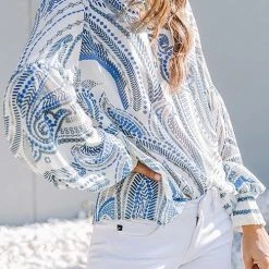 Levency Floral Print Puff Long Sleeve Blouse New In