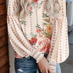 Levency Floral Print Puff Long Sleeve Blouse New In