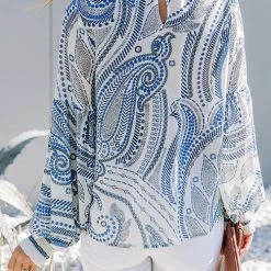 Levency Floral Print Puff Long Sleeve Blouse New In