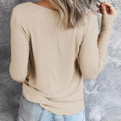 Levency V Neck Drawstring Long Sleeve T Shirt New In