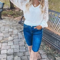 Levency Lace V Neck Backless Blouse New In