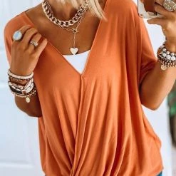 Levency Crossover Short Sleeve Blouse