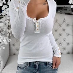 Levency New In Solid Color Button-Down Collar T-Shirt