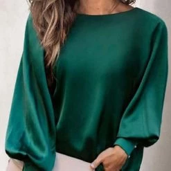 Levency Satin Lantern Sleeve Blouse New In