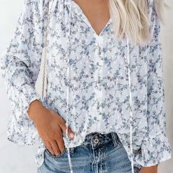 Levency Floral Print Flares Sleeve Blouse 11 Levency Floral Print Flares Sleeve Blouse