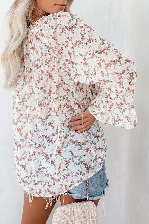 Levency Floral Print Flares Sleeve Blouse 6 Levency Floral Print Flares Sleeve Blouse