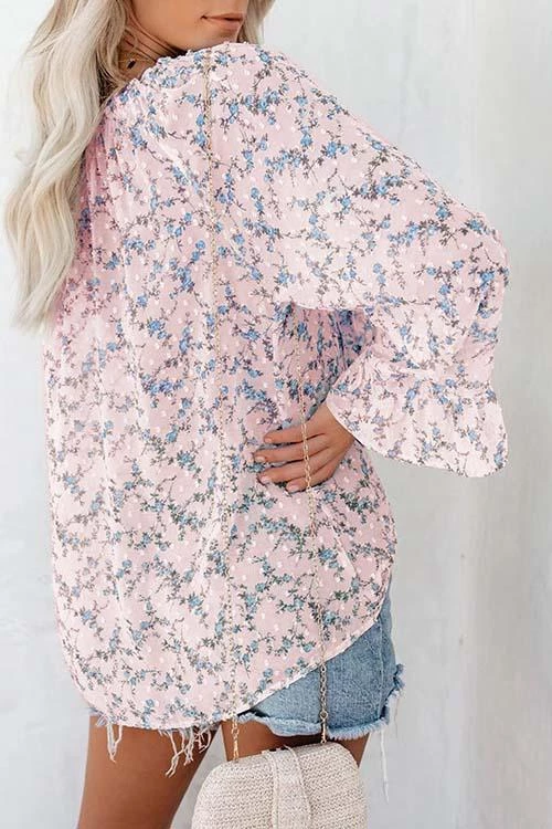 Levency Floral Print Flares Sleeve Blouse 9 Levency Floral Print Flares Sleeve Blouse